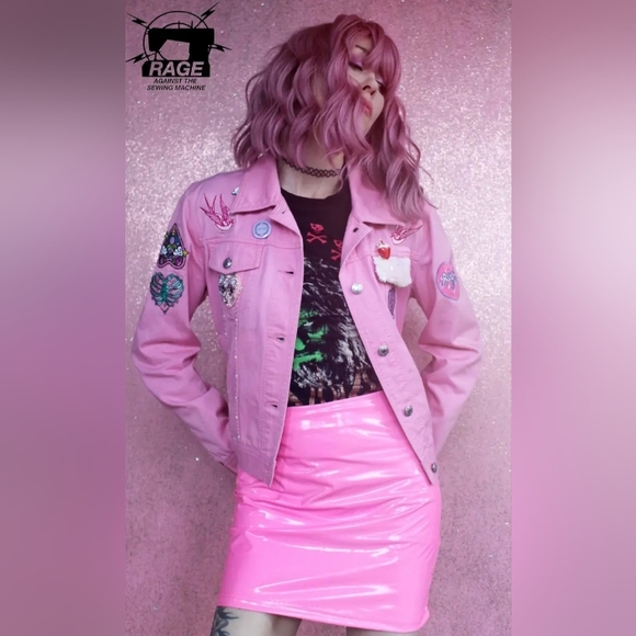Barbie Goth- Sugar Killz- custom creepy cute pink RAGE Jacket PRICE FIRM - Picture 5 of 6